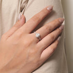 Load image into Gallery viewer, Oval Halo Natural Diamond Ring: 14k Solid Gold Twisted Band Wedding Ring, Certified Jewelry
