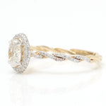 Load image into Gallery viewer, Oval Halo Natural Diamond Ring: 14k Solid Gold Twisted Band Wedding Ring, Certified Jewelry

