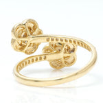 Load image into Gallery viewer, Double Floral Bypass Natural Diamond Ring: 14k Solid Gold Twin Flower Open Cuff Band Jewellery, Certified Jewelry
