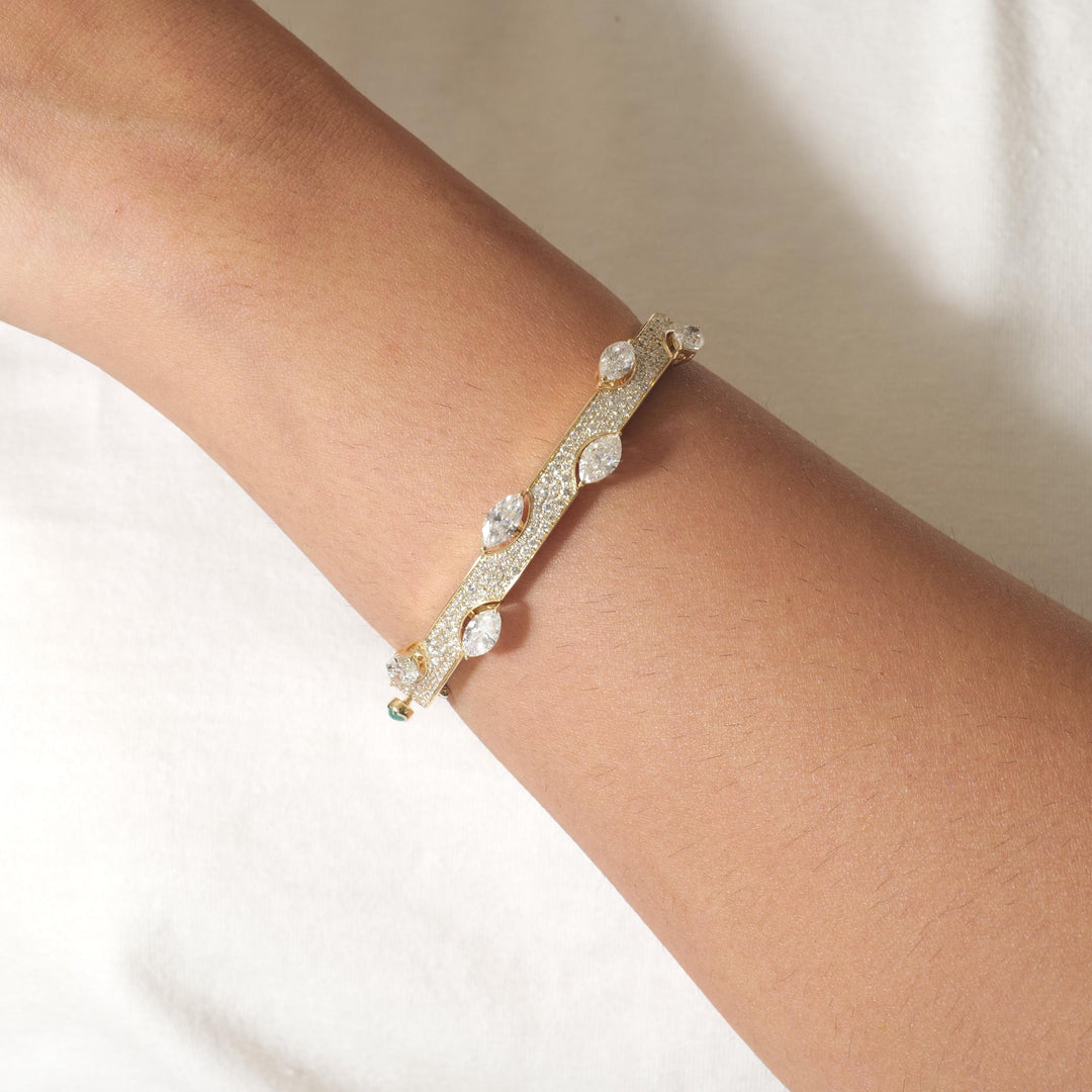 Marquise Natural Diamond Bangle Bracelet, 14k Solid Gold Pave Cuff Bracelet, Certified Jewelry