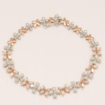 Load image into Gallery viewer, Floral Link Diamond Tennis Bracelet, 14k Solid Gold, Fancy Natural Diamonds, Two-Toned Bracelet, Stackable Statement Jewelry
