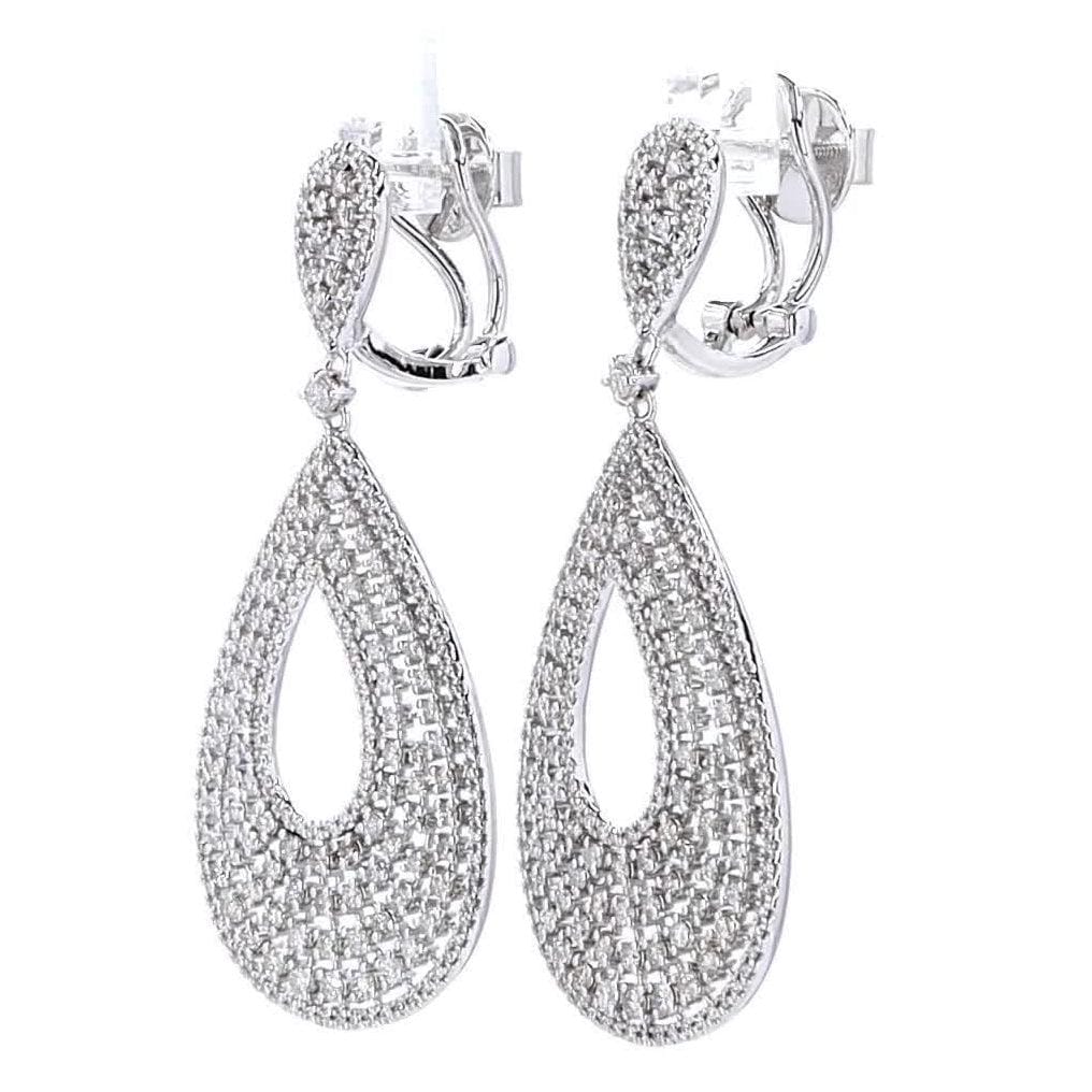 Teardrop Natural Diamond Dangle Earrings: 14k Solid Gold Drop Bridal Jewellery, Certified Jewelry