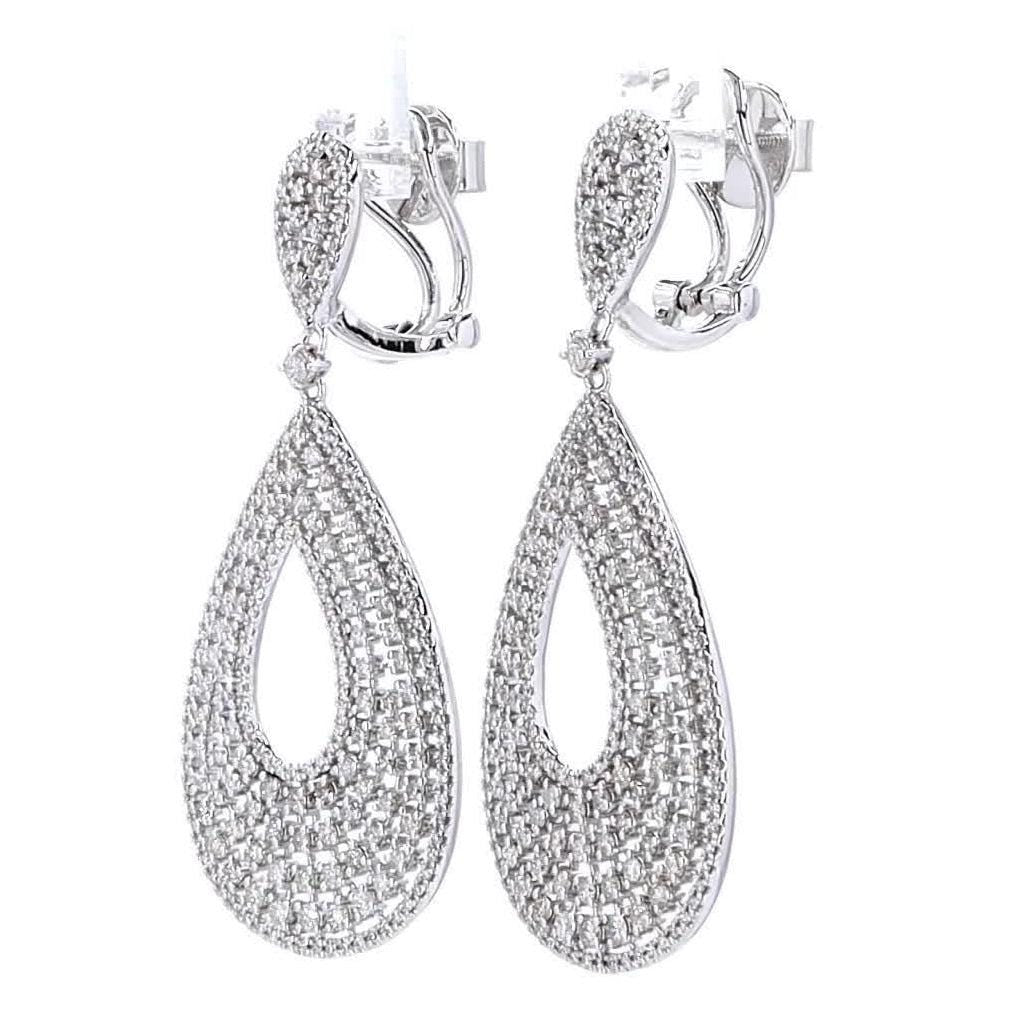 Teardrop Natural Diamond Dangle Earrings: 14k Solid Gold Drop Bridal Jewellery, Certified Jewelry