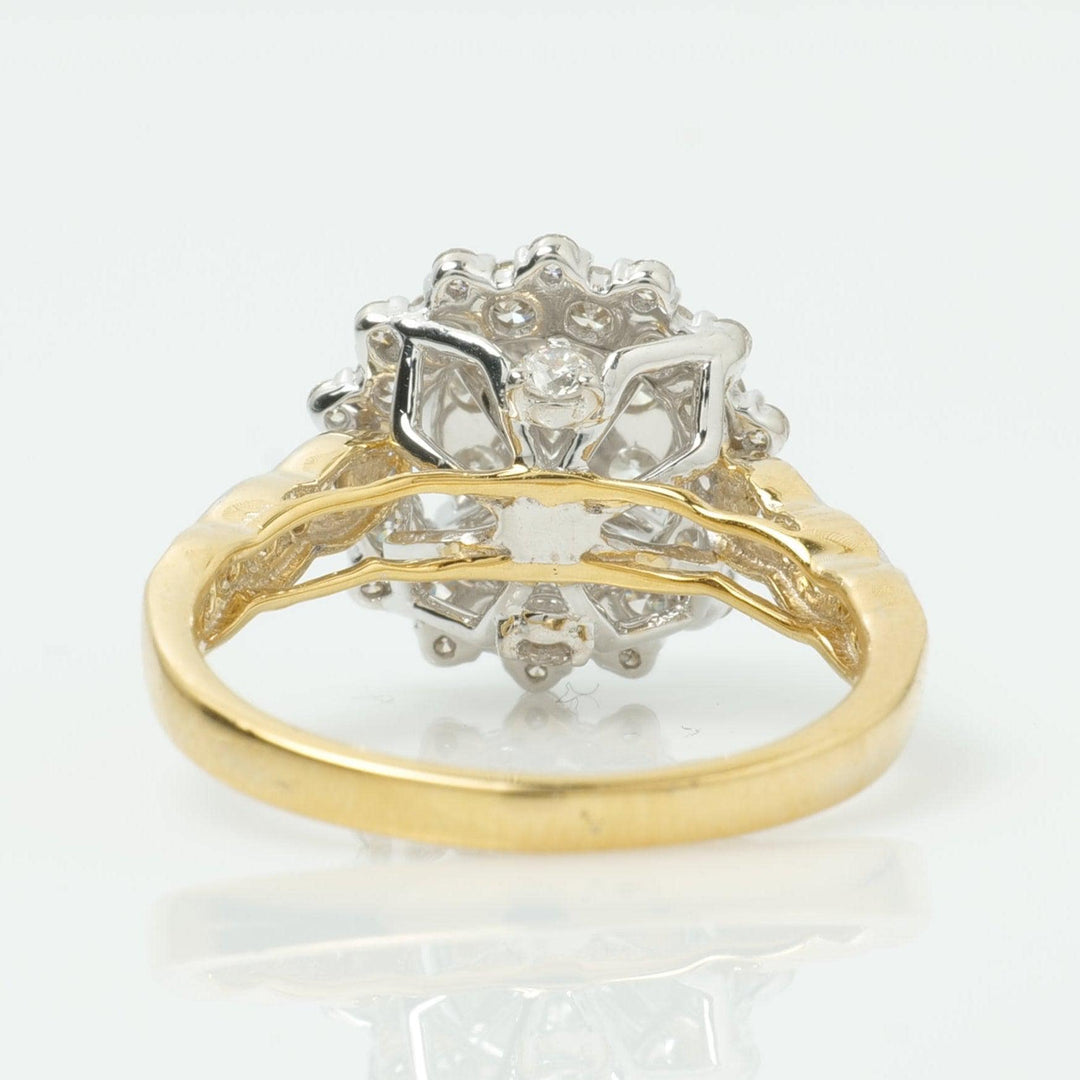 Floral Halo Cluster Natural Diamond Ring: 14k Solid Gold Engagement Proposal Jewellery, Certified Jewelry