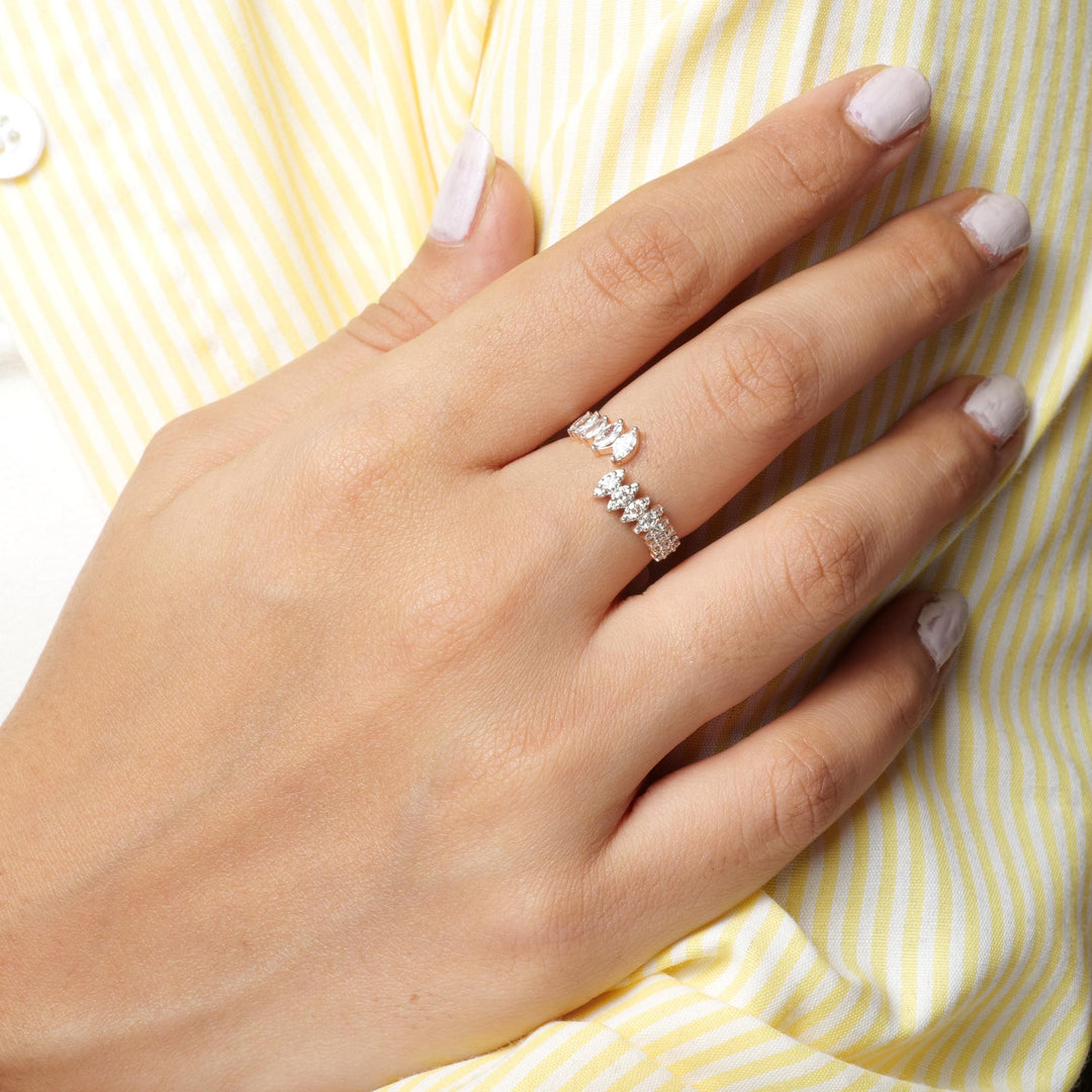 Lab Grown Marquise Diamond Open Band Ring: 14k Solid Gold Split Band Ring, Everyday Jewellery, Certified Jewelry