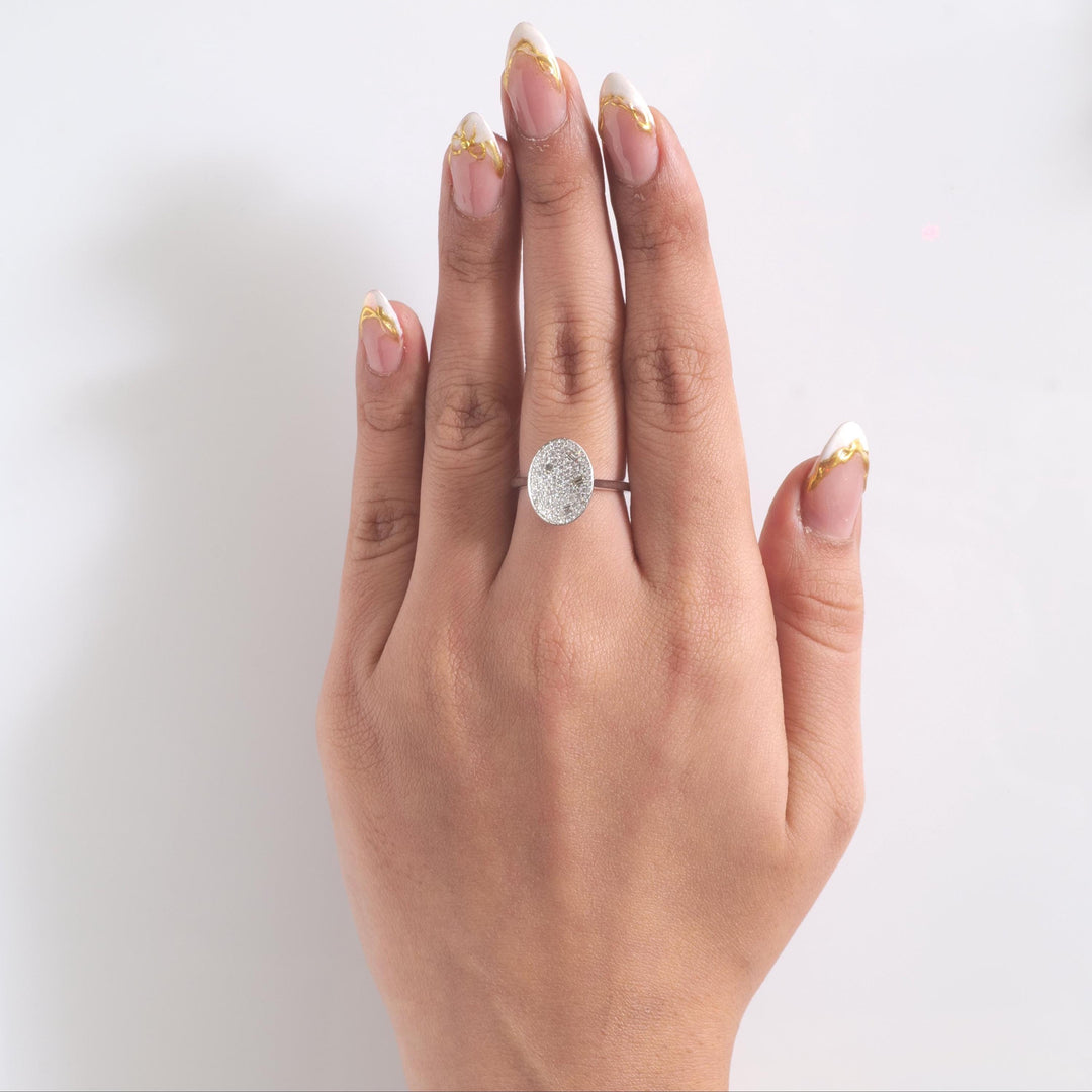 Oval Cluster Natural Diamond Ring: 14k Solid Gold Geometric Everyday Jewellery, Certified Jewelry