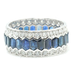 Load image into Gallery viewer, Natural Blue Sapphire &amp; Diamond Band Ring: 14k Solid Gold Eternity Gemstone Stackable Ring, Certified Jewelry

