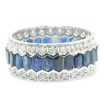 Load image into Gallery viewer, Natural Blue Sapphire &amp; Diamond Band Ring: 14k Solid Gold Eternity Gemstone Stackable Ring, Certified Jewelry

