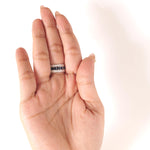 Load image into Gallery viewer, Natural Blue Sapphire &amp; Diamond Band Ring: 14k Solid Gold Eternity Gemstone Stackable Ring, Certified Jewelry
