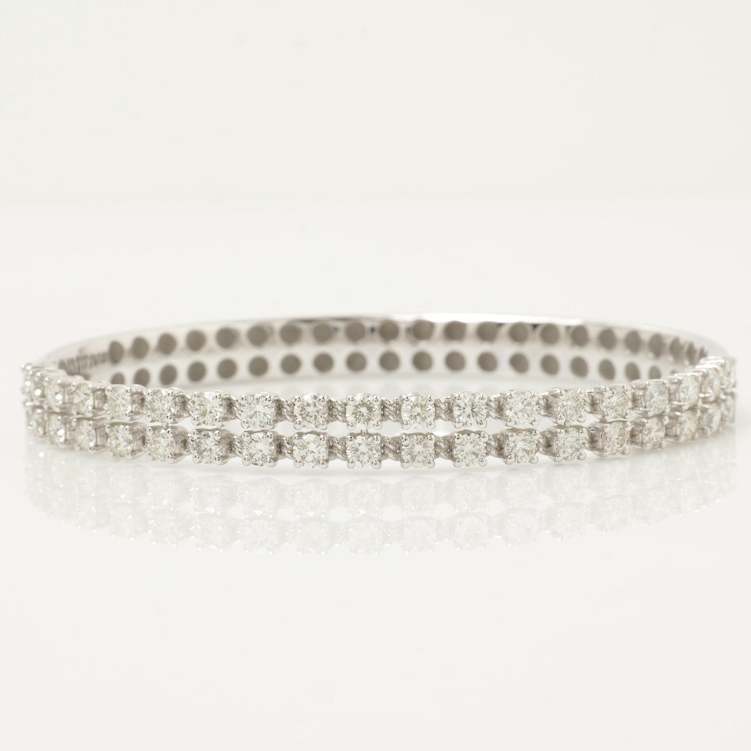 Double Row Natural Diamond Bangle: 14k Solid Gold Statement Jewellery, Certified Jewelry