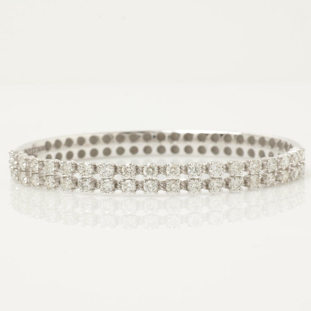 Double Row Natural Diamond Bangle: 14k Solid Gold Statement Jewellery, Certified Jewelry