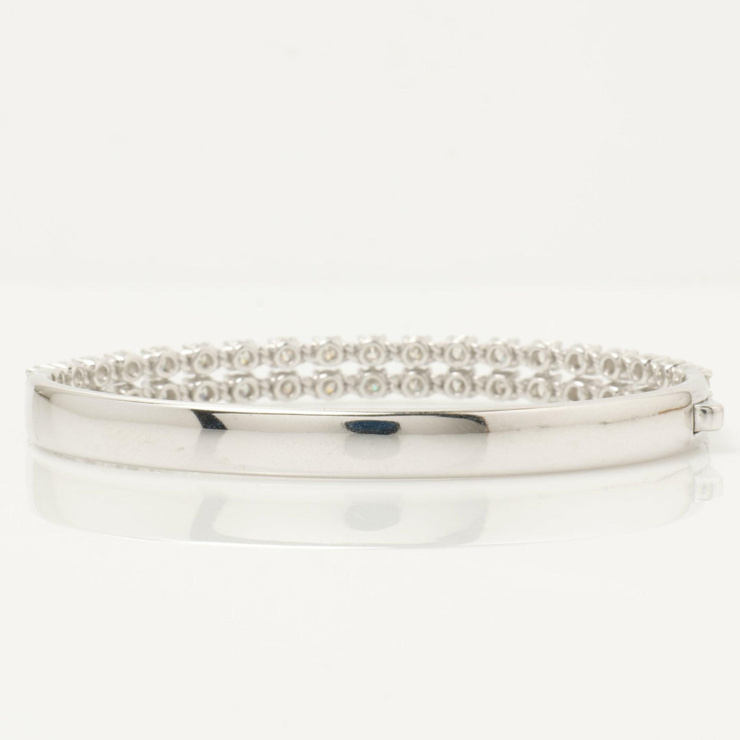 Double Row Natural Diamond Bangle: 14k Solid Gold Statement Jewellery, Certified Jewelry