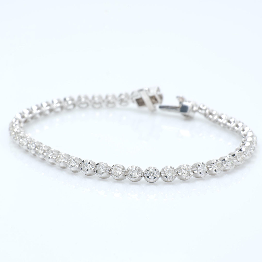 Linear Natural Diamond Tennis Bracelet: 14k Solid Gold Prong Stacking Wedding Jewellery, Certified Jewelry