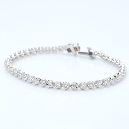 Linear Natural Diamond Tennis Bracelet: 14k Solid Gold Prong Stacking Wedding Jewellery, Certified Jewelry