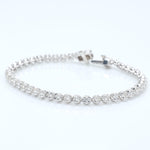 Load image into Gallery viewer, Linear Natural Diamond Tennis Bracelet: 14k Solid Gold Prong Stacking Wedding Jewellery, Certified Jewelry
