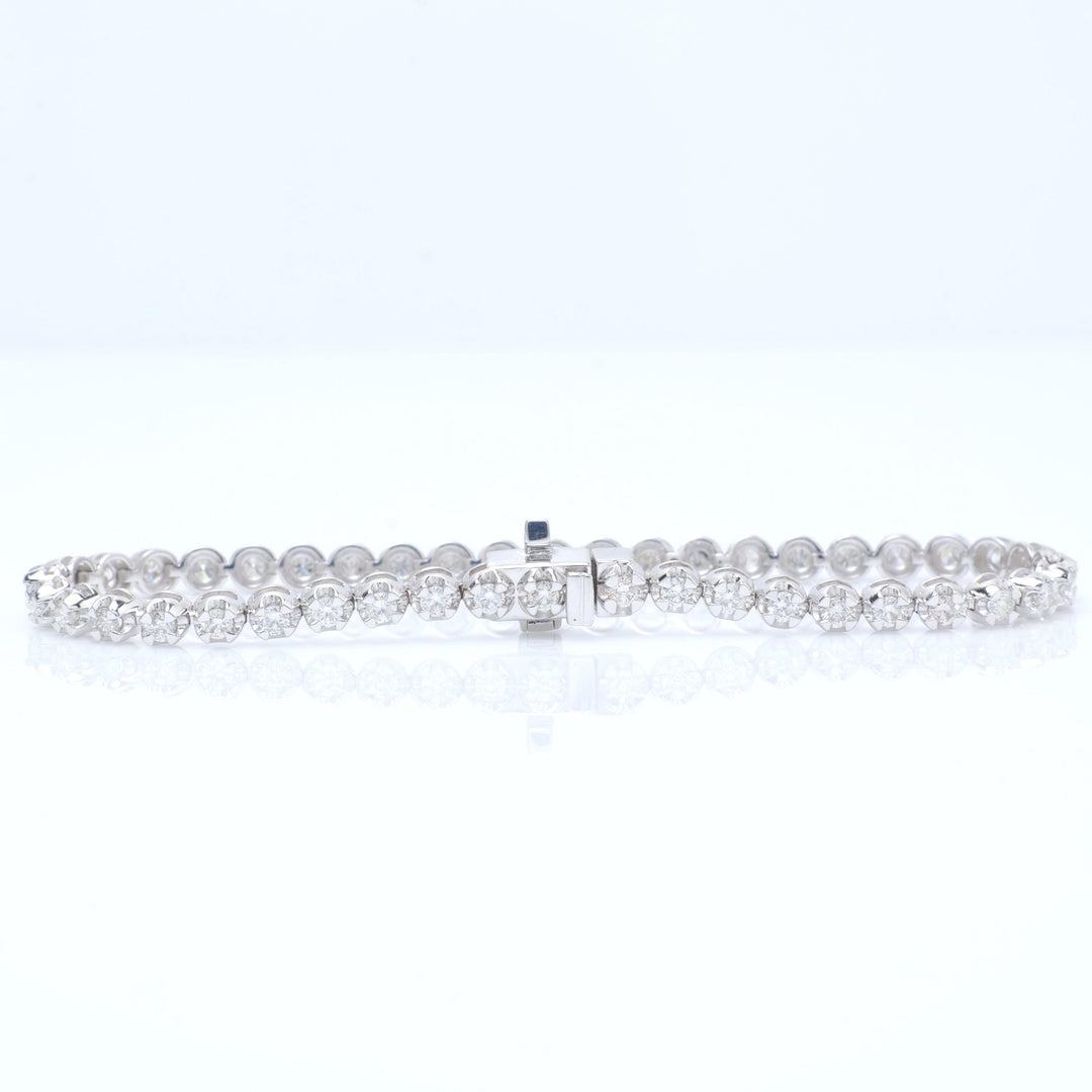 Linear Natural Diamond Tennis Bracelet: 14k Solid Gold Prong Stacking Wedding Jewellery, Certified Jewelry