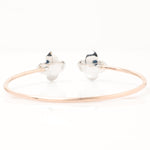 Load image into Gallery viewer, Floral Natural Sapphire &amp;Diamond Bracelet, 14k Solid Gold Open Cuff Stackable Jewellery, Certified Jewelry
