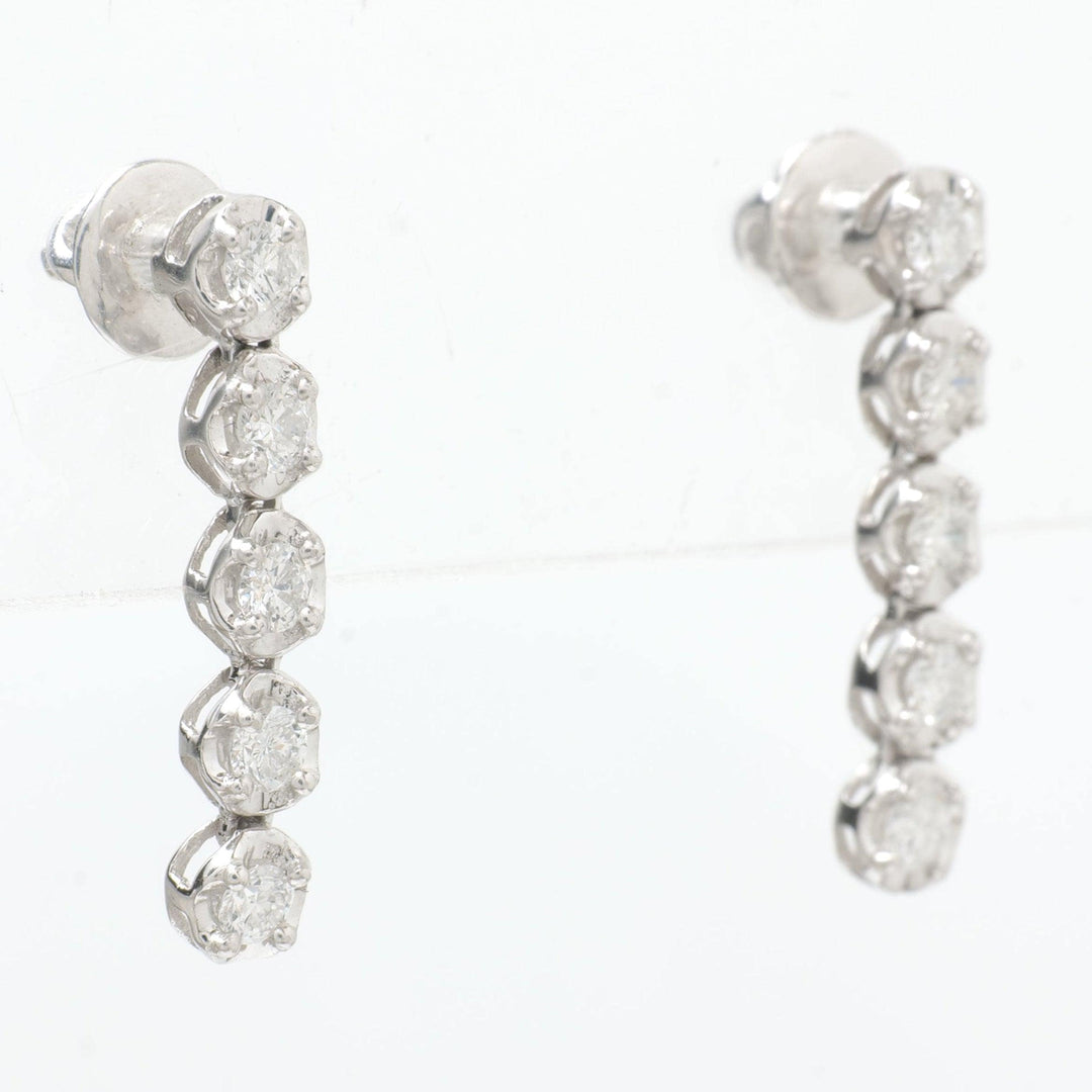 Linear Natural Diamond Drop Earrings: 14k Solid Gold Minimal Dangle Earrings, Certified Jewelry