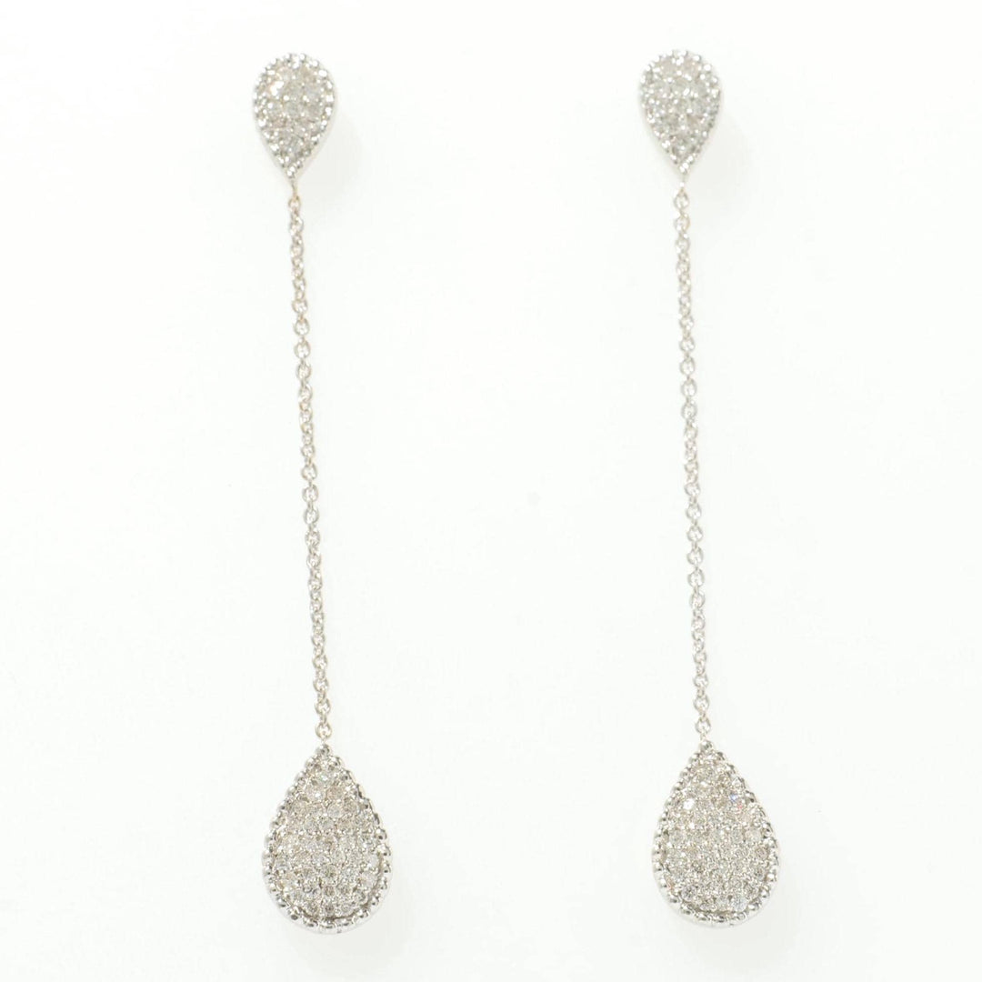 Teardrop Chain Natural Diamond Drop Earrings: 14k Solid Gold Long Dangle Earrings, Certified Earrings