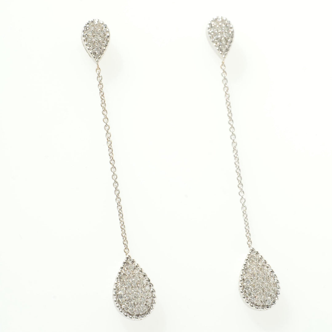 Teardrop Chain Natural Diamond Drop Earrings: 14k Solid Gold Long Dangle Earrings, Certified Earrings