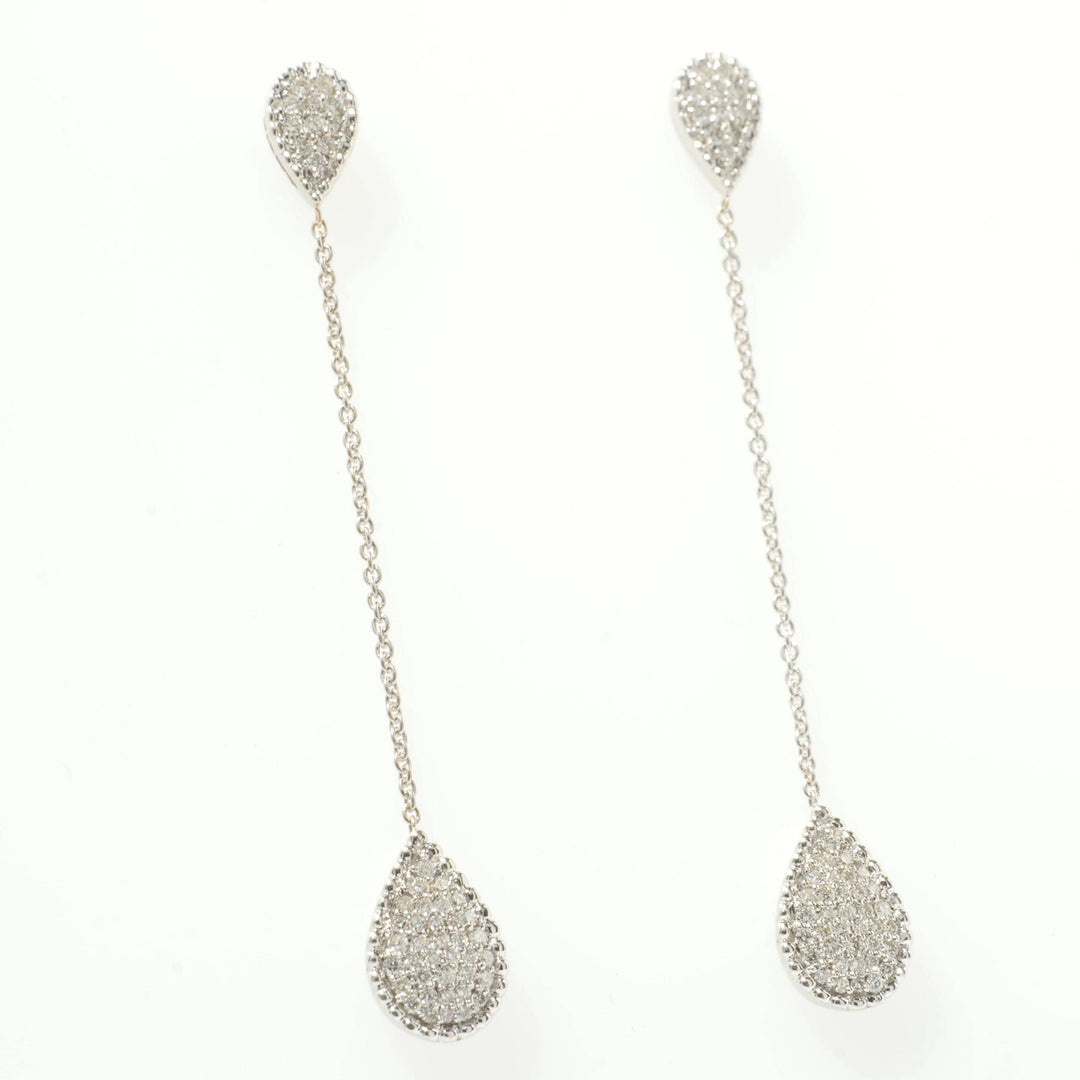 Teardrop Chain Natural Diamond Drop Earrings: 14k Solid Gold Long Dangle Earrings, Certified Earrings