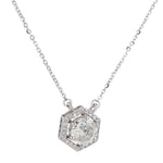 Load image into Gallery viewer, Hexagon Halo Solitaire Natural Diamonds Minimal Necklace: 14k Solid Gold Geometric Stacking Jewellery, Certified Jewelry
