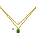 Load image into Gallery viewer, Natural Emerald Layered Diamond Stacking Necklace: 14k Solid Gold Pear Gemstone Jewellery, Certified Jewelry
