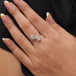 Load image into Gallery viewer, Double Pear Natural Diamond Bypass Ring: 14k Solid Gold Halo Split Statement Jewellery, Certified Jewelry
