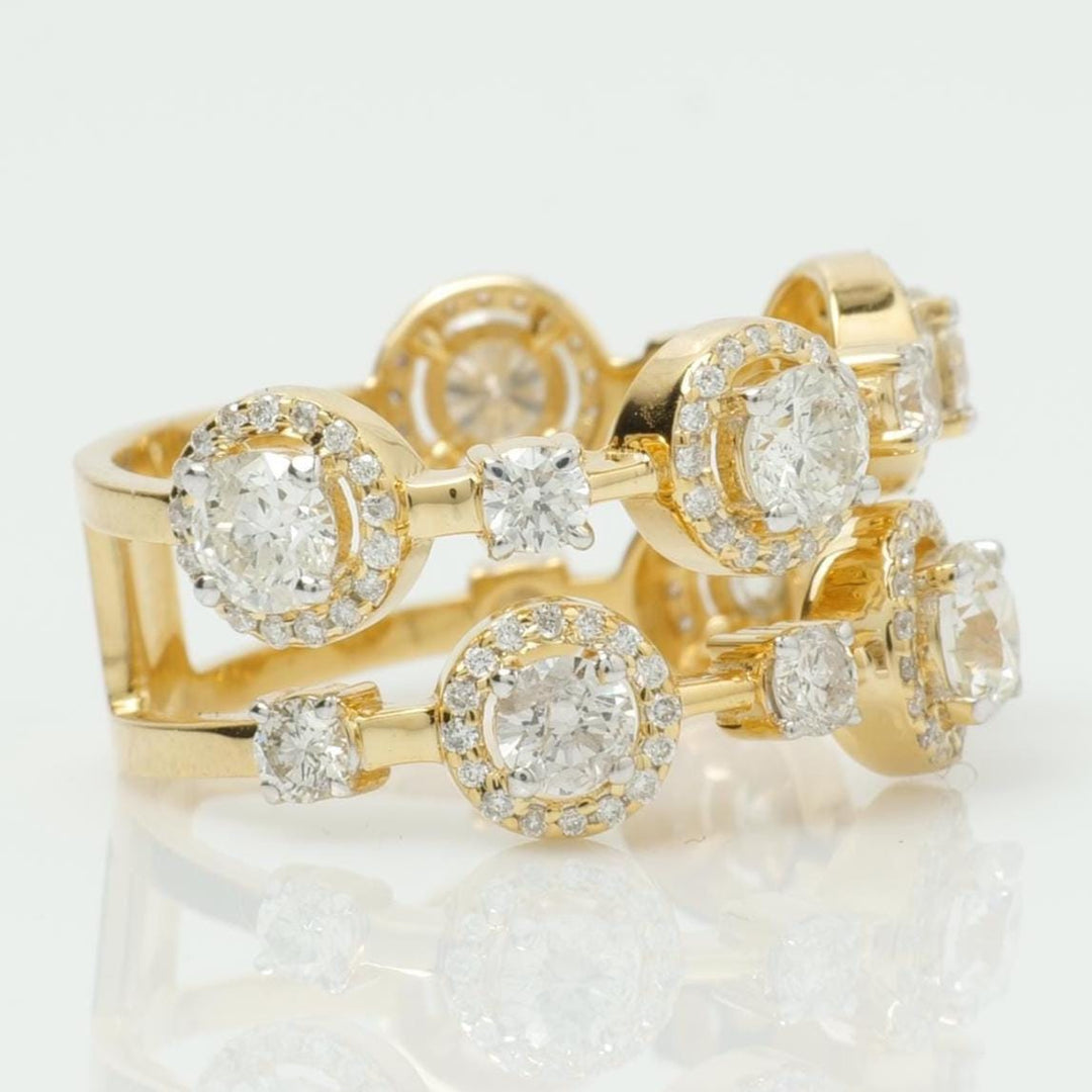 Halo Wide Natural Diamond Halo Band Ring: 14k Solid Gold Cluster Stacking Jewellery, Certified Jewelry