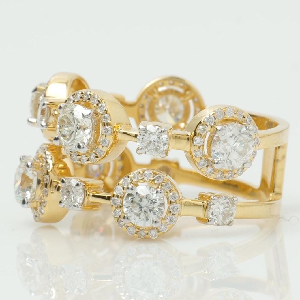 Halo Wide Natural Diamond Halo Band Ring: 14k Solid Gold Cluster Stacking Jewellery, Certified Jewelry