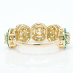 Load image into Gallery viewer, Circle Natural Emeralds and Diamond Halo Band Ring: 14k Solid Gold Gemstone Statement Ring, Certified Jewelry
