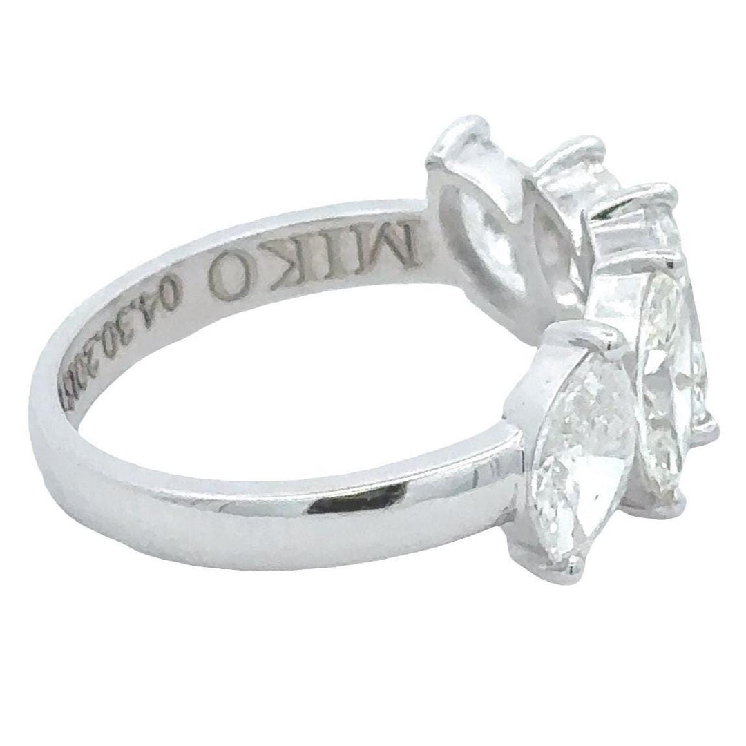 14k Gold Marquise Natural Diamond Ring: Half Eternity Engagement Stack Band, Certified Jewelry