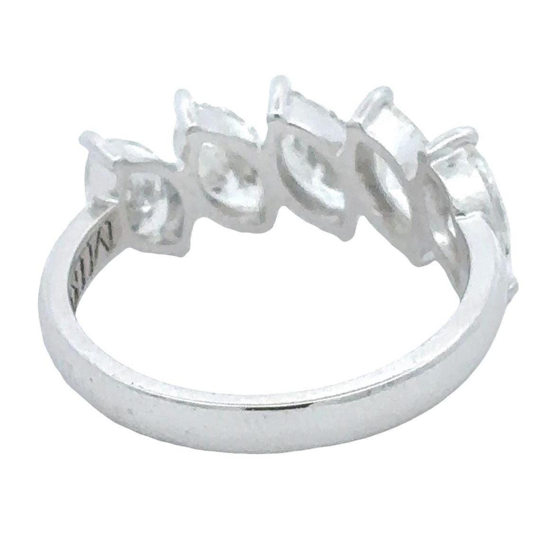 14k Gold Marquise Natural Diamond Ring: Half Eternity Engagement Stack Band, Certified Jewelry