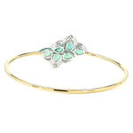 Load image into Gallery viewer, Pear Shape Natural Emerald &amp; Diamond Bracelet: 14k Solid Gold Gemstone Halo Cuff Jewellery, Certified Jewelry
