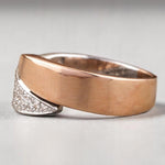 Load image into Gallery viewer, Wrap Natural Diamond Open Cuff Band Ring: 14K Solid Gold Bypass Two Toned Jewellery, Certified Jewelry
