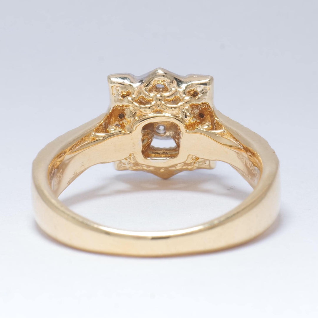 Floral Cluster Natural Diamond Proposal Ring: 14k Solid Gold Two-Toned Pave Wedding Bridal Jewellery, Certified Jewelry