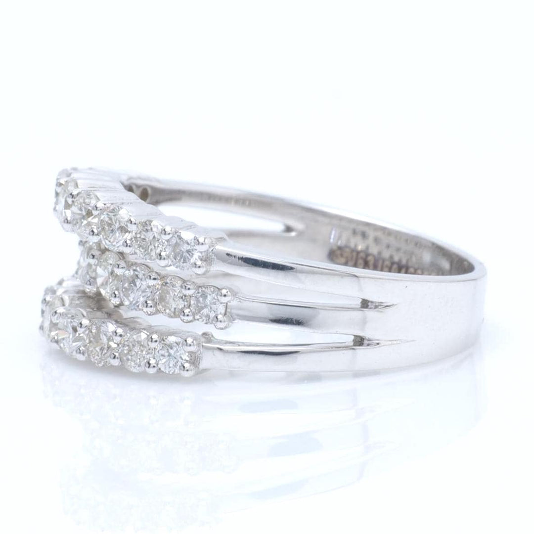 Triple Row Natural Diamond Band Ring: 14k Solid Gold Multi Row Wedding Jewellery, Certified Jewelry