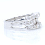 Load image into Gallery viewer, Triple Row Natural Diamond Band Ring: 14k Solid Gold Multi Row Wedding Jewellery, Certified Jewelry
