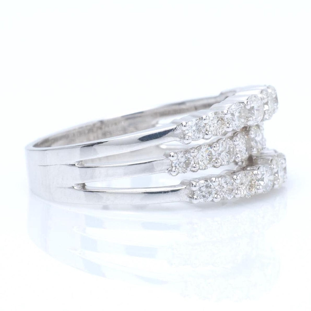 Triple Row Natural Diamond Band Ring: 14k Solid Gold Multi Row Wedding Jewellery, Certified Jewelry