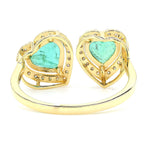 Load image into Gallery viewer, Heart Natural Emerald Diamond Open Band Ring: 14k Solid Gold Halo Gemstone Jewellery, Certified Jewelry
