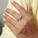 Load image into Gallery viewer, Butterfly Lab Grown Diamond Cocktail  Ring: 14k Solid Gold Rosecut Nature Inspired Jewelry, Certified Jewelry
