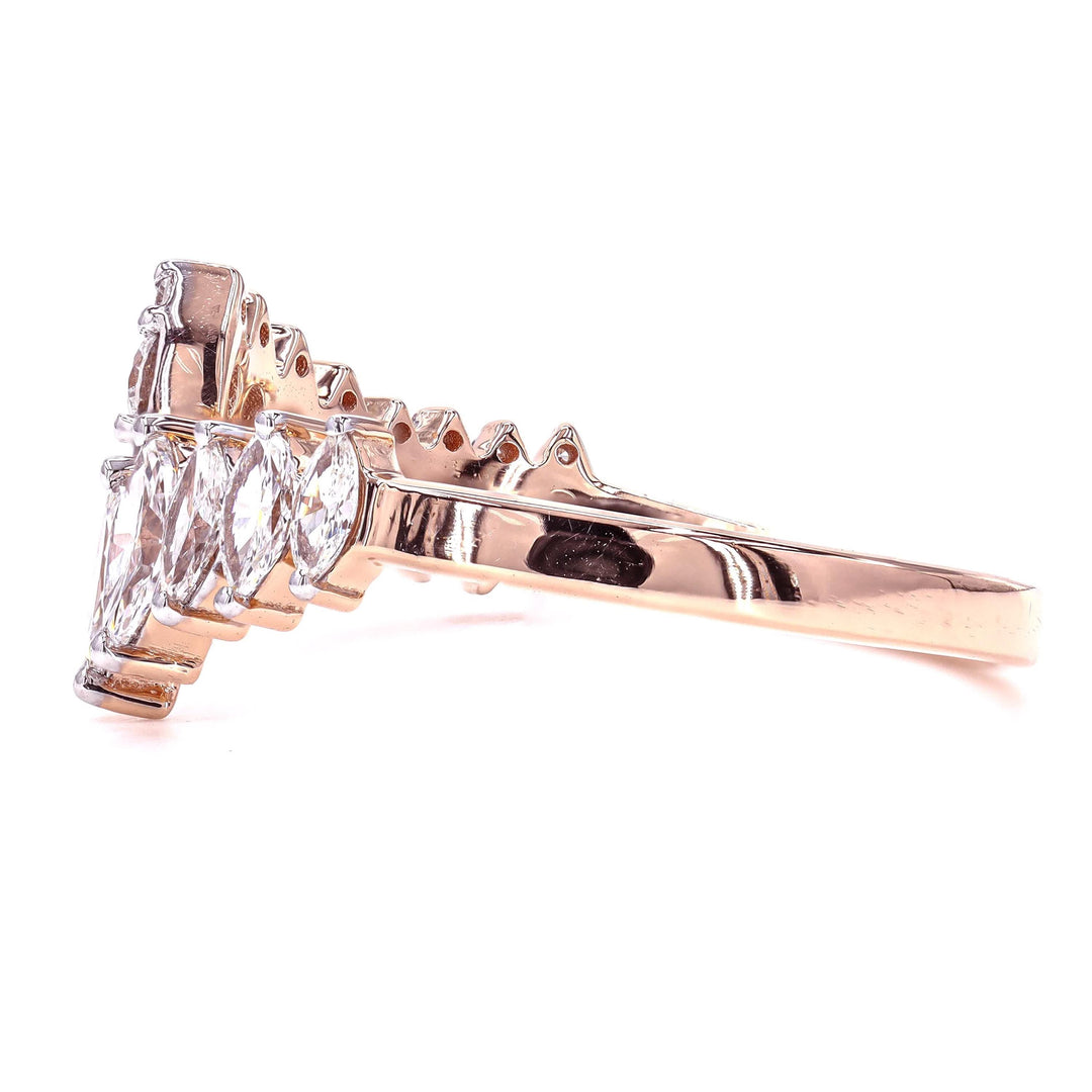 Lab Grown Marquise Diamond Open Band Ring: 14k Solid Gold Split Band Ring, Everyday Jewellery, Certified Jewelry