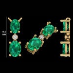 Load image into Gallery viewer, Natural Emerald Diamond Drop Pendant Necklace: 14k Solid Gold Double Oval Gemstone Jewellery, Stacking Minimalistic Chain, Certified Jewelry
