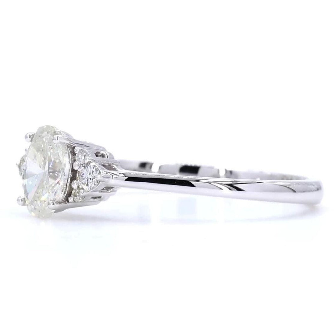 Oval Solitaire Cluster Natural Diamond Ring, 14k Solid Gold Proposal Wedding Ring, Certified Jewelry