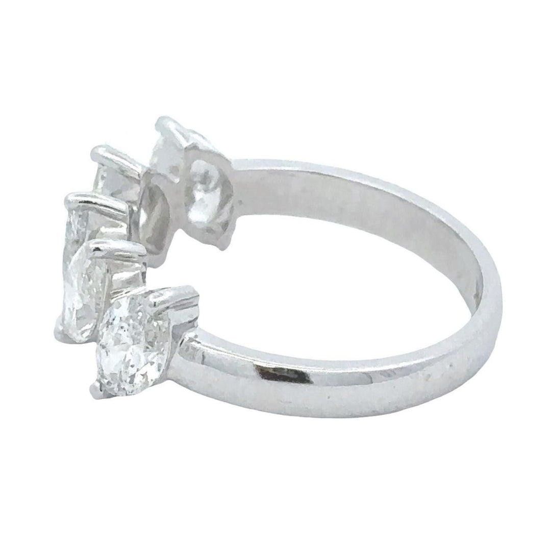 14k Gold Marquise Natural Diamond Ring: Half Eternity Engagement Stack Band, Certified Jewelry