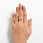 Load image into Gallery viewer, Heart Natural Emerald Diamond Open Band Ring: 14k Solid Gold Halo Gemstone Jewellery, Certified Jewelry
