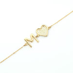 Load image into Gallery viewer, Heart Initial Natural Diamond Bracelet: 14k Solid Gold Personalized Letter Bracelet, Minimalist Custom Chain Jewelry, Ready To Ship
