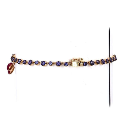 Fruit Charm Chain Tennis Bracelet: 14K Solid Gold Gemstone Jewellery, Certified Jewelry