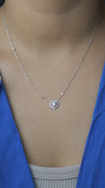Load and play video in Gallery viewer, Heart Halo Diamond Necklace, 14k Solid Gold, Natural Diamonds, Statement Love Necklace, Minimalistic Layering Necklace, Certified Jewelry
