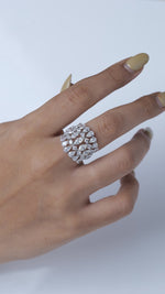 Load and play video in Gallery viewer, 14k Solid Gold Wide Natural Diamond Ring: Marquise &amp; Pear Cocktail Jewelry, Certified Jewelry
